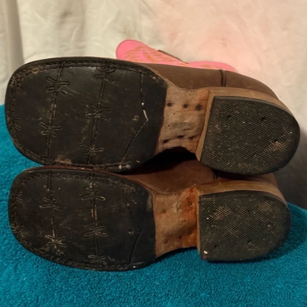 Ranchers Kids Sz 12.5 Original Leather Cowgirl Boots Straight From Texas!